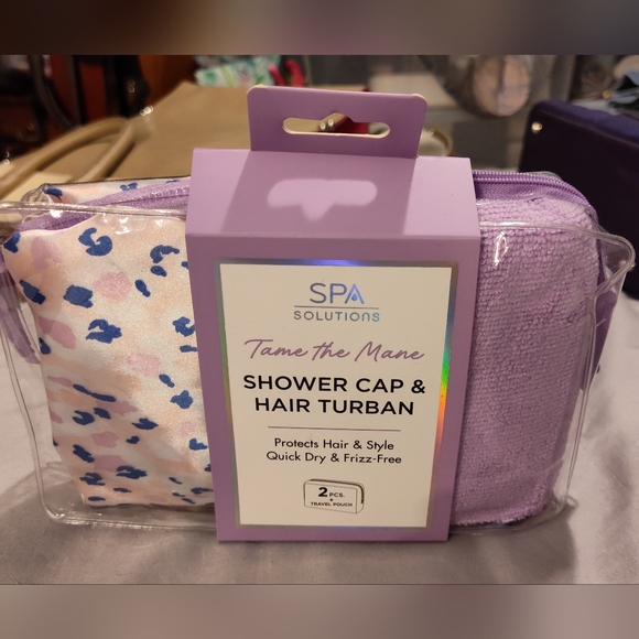 NWT! Spa Solutions Shower Cap & Turban Set - Picture 1 of 6